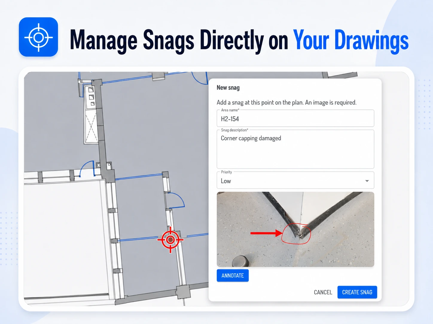 Manage defects directly on your drawings