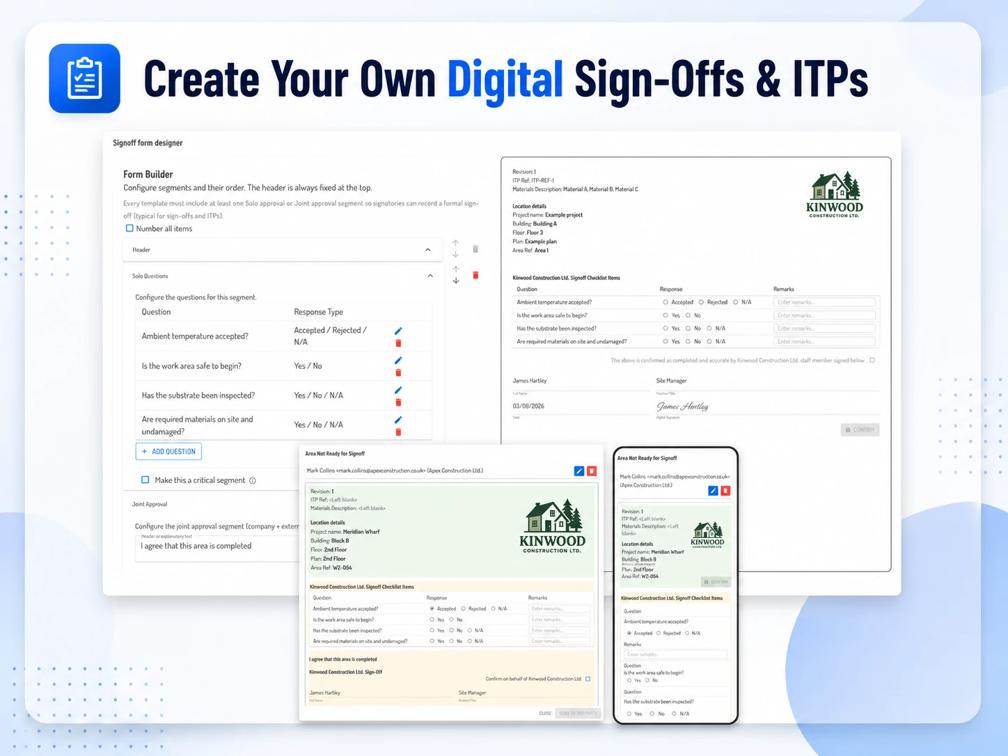 Create your own digital ITPs & Sign-offs