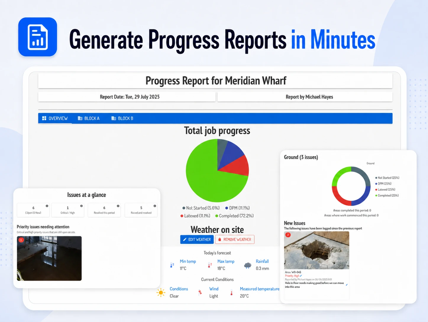 Generate progress reports in minutes