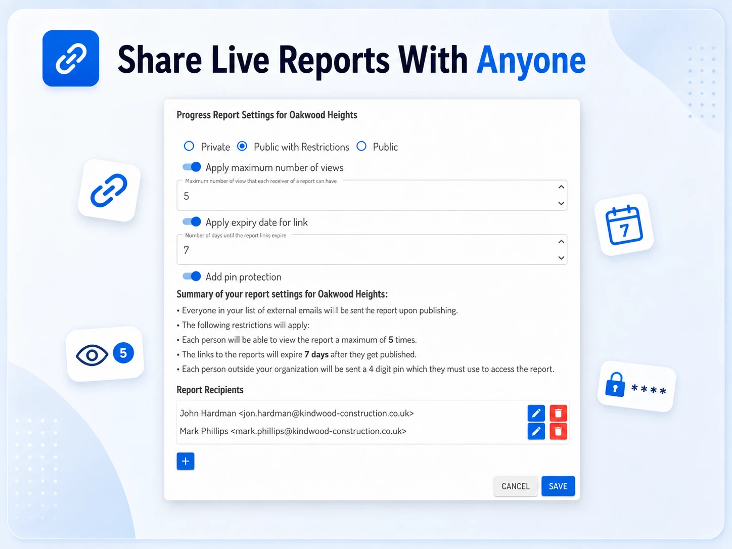 Share live reports with anyone