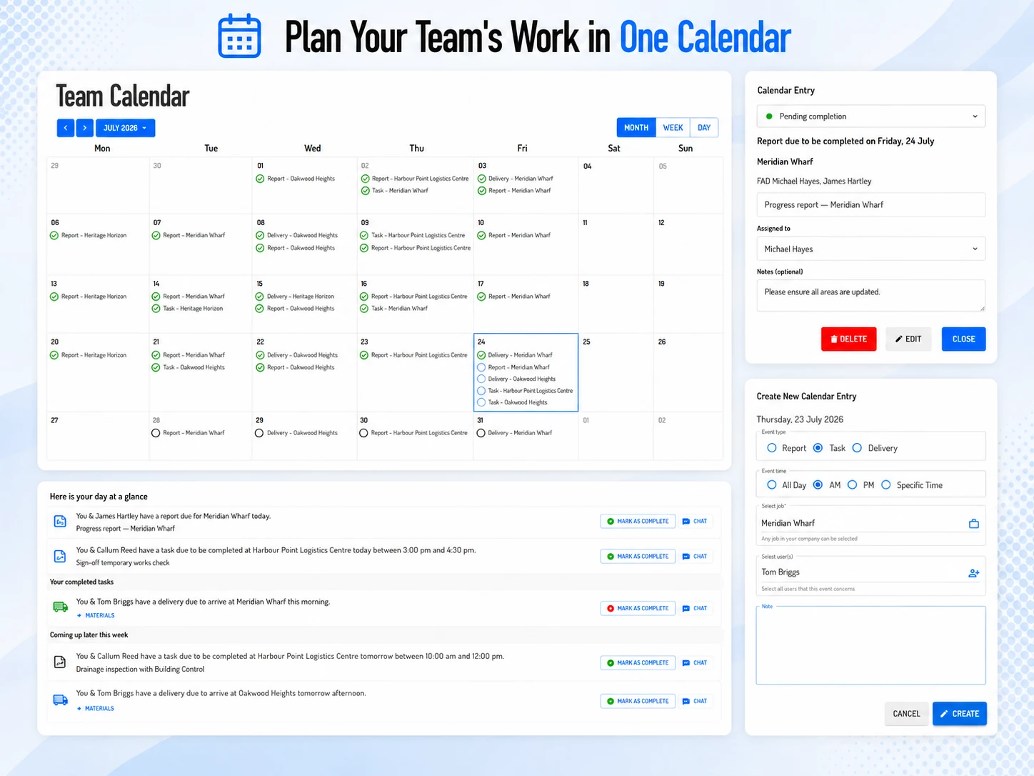 Plan your team's work in one calendar