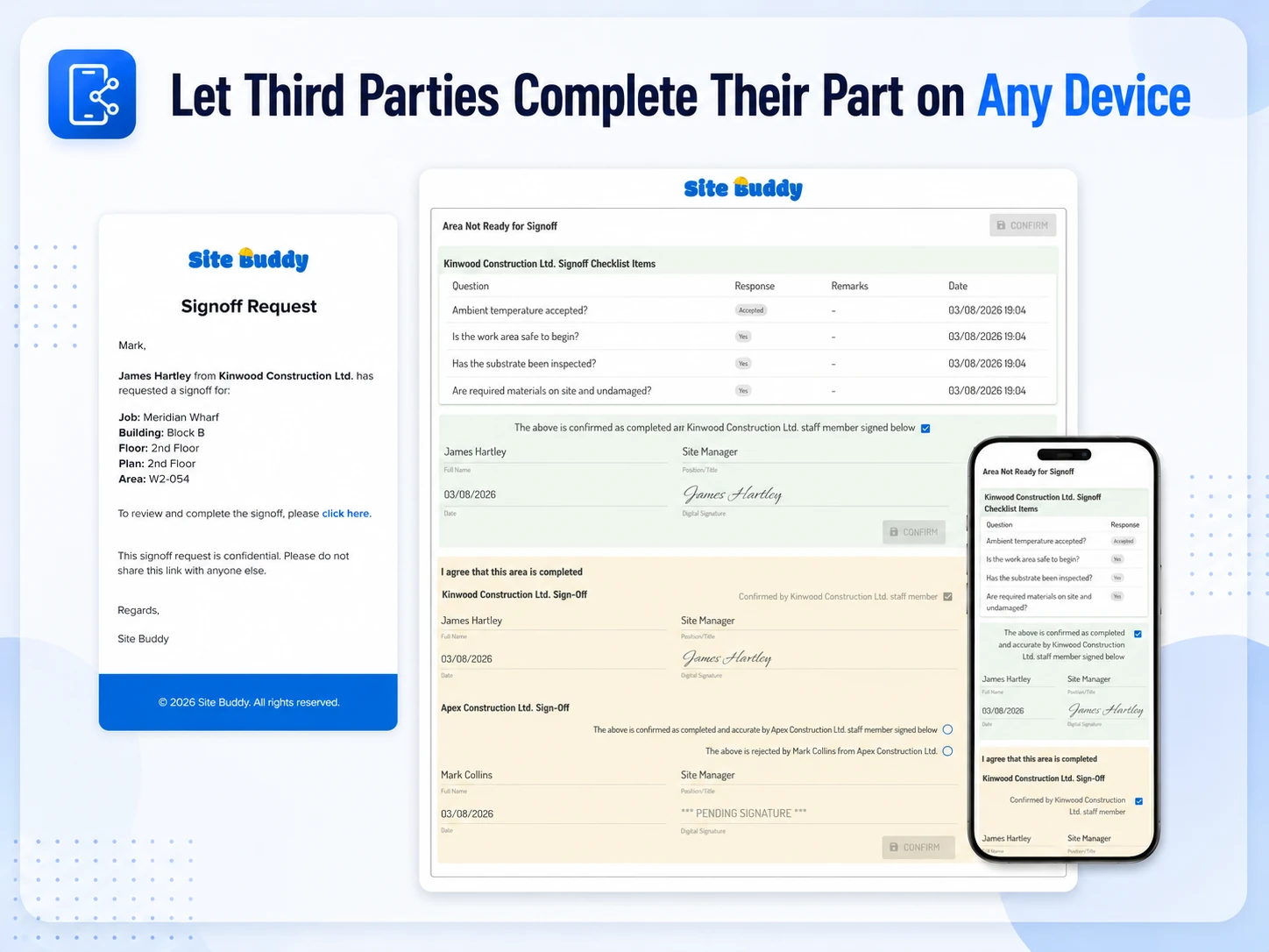 Let third parties complete their part on any device