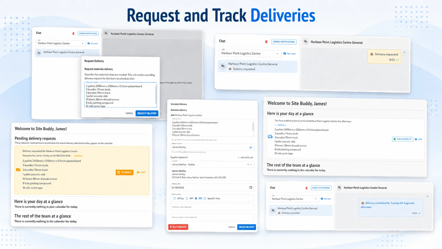 Request and track deliveries