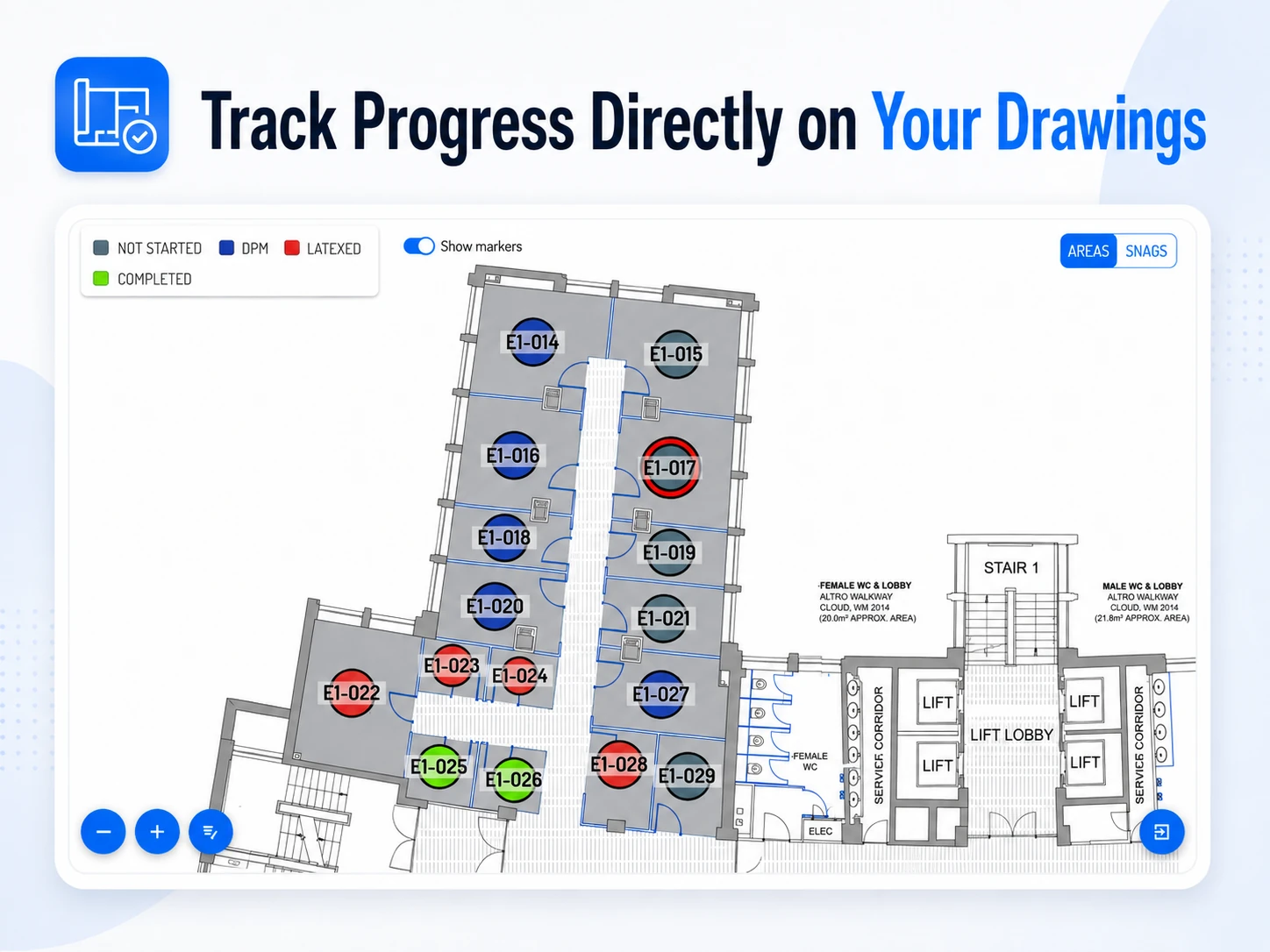 Track progress directly on your drawings